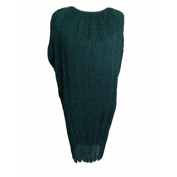 Timeless Naeem Khan Womens Solid Pine Green Short Sleeve Mini Dress Medium Large - Picture 1 of 7